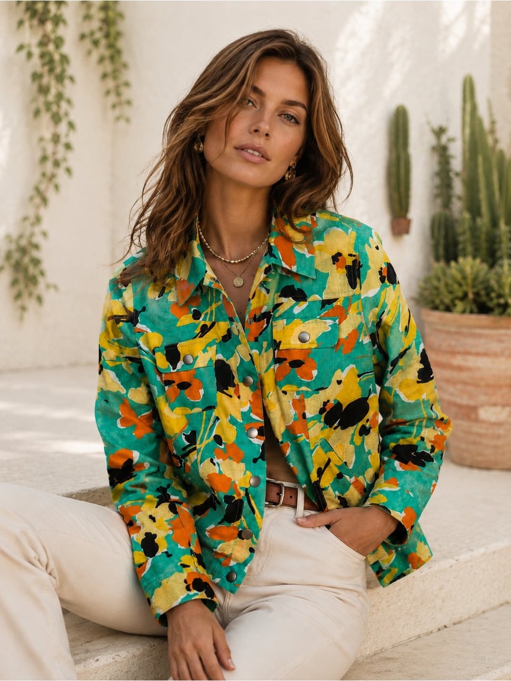 Richard Malcolm Petite Linen Floral Jacket – Size 6P